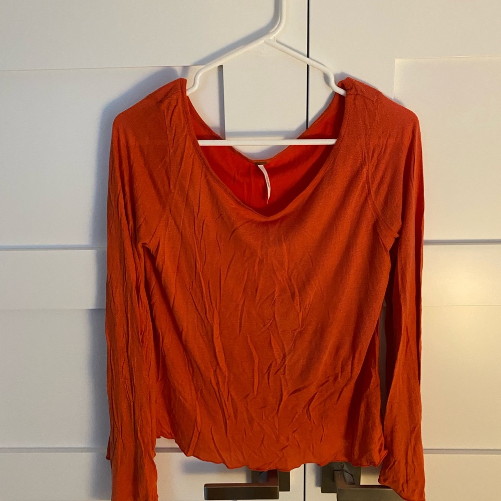 Free people orange king sleeve shirt size M
